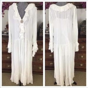 Free People Ivory White Maxi Dress with Ruffle Trim